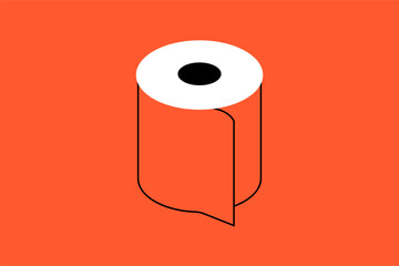 Vector toilet paper  illustration in flat design style, geometric toilet roll icon.