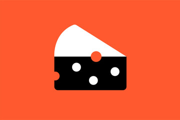Vector cheese illustration in flat design style, geometric cheese icon.
