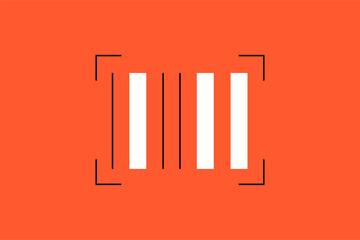 Vector barcode illustration in flat design style, geometric qr code icon.