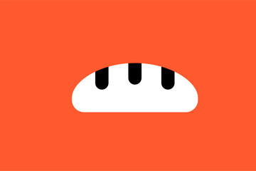 Vector bread illustration in flat design style, geometric bakery icon.