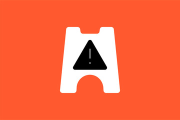 Vector warning illustration in flat design style, geometric alert icon.