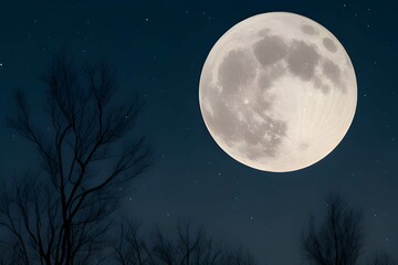 Fototapeta na wymiar 夜の星空に登る大きな満月