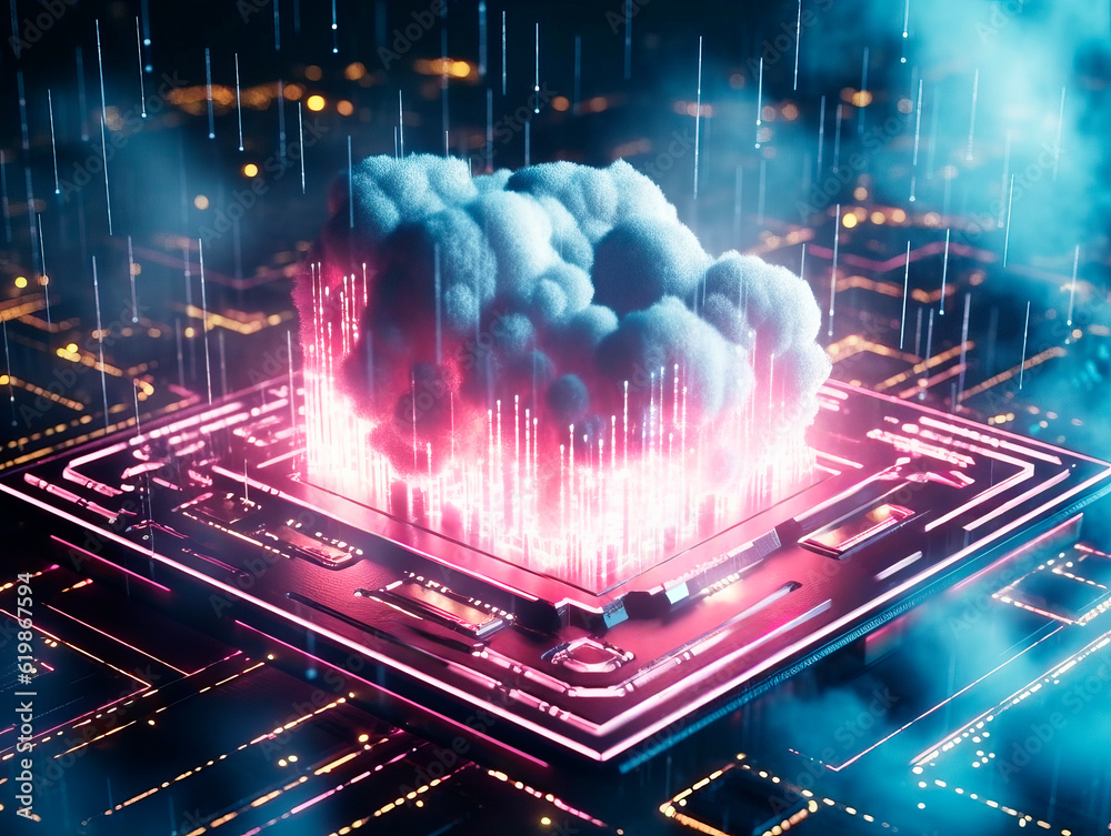 Poster Cloud computing technology concept. Generative AI