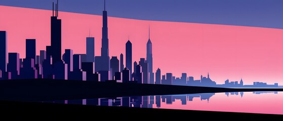 Plakat City skyline illustration. Urban landscape