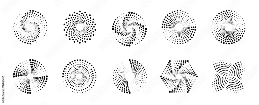 Poster abstract circle consisting of many dots set