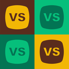 Pop art VS Versus battle icon isolated on color background. Competition vs match game, martial battle vs sport. Vector
