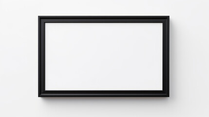 Black picture frame isolated on a white blank background