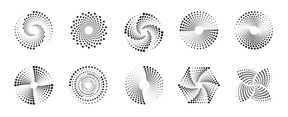 Abstract circle consisting of many dots set - obrazy, fototapety, plakaty