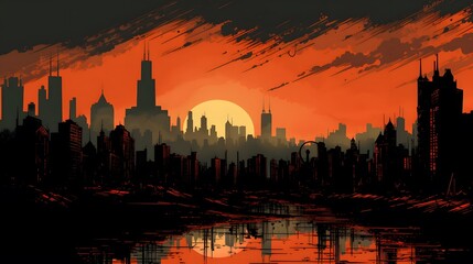 Fototapeta na wymiar City skyline illustration. Urban landscape