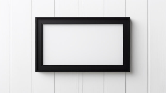 Black picture frame isolated on a white blank background