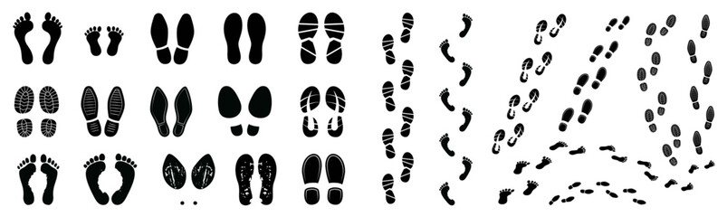Different human footprints icon. Vector - obrazy, fototapety, plakaty