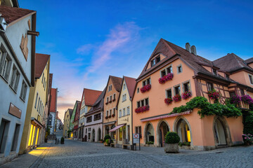Fototapeta na wymiar Rothenburg ob der Tauber Germany, city skyline with colorful house the Town on Romantic Road of Germany