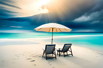sun beds and umbrellas on the beach