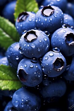 A cluster of fresh blueberries, Generative AI