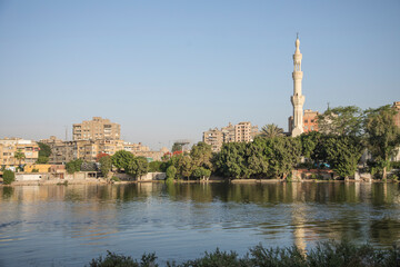 Fototapeta na wymiar Beautiful view of the buildings on the waterfront in Cairo, Egypt