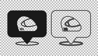 Black Racing helmet icon isolated on transparent background. Extreme sport. Sport equipment. Vector