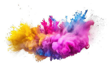 Fototapeta na wymiar Colorful rainbow paint, splash color powder. Explosion of colored powder isolated on transparent background