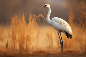 Obraz premium A lone crane in the forest