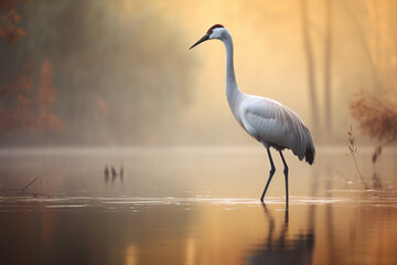 Naklejka premium A lone crane in the forest