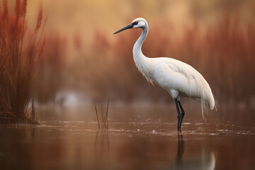 Naklejka premium A lone crane in the forest