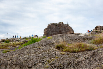 Remains of the old cave city of Uplistsikhe in Georgia