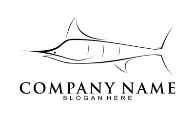 Sea sword fish simple illustration vector logo