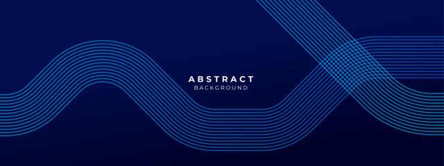 Fototapeta premium Abstract blue glowing geometric lines on dark blue background. Modern shiny blue hexagon lines pattern. Geometric stripe line art design. Technology futuristic concept. Vector illustration