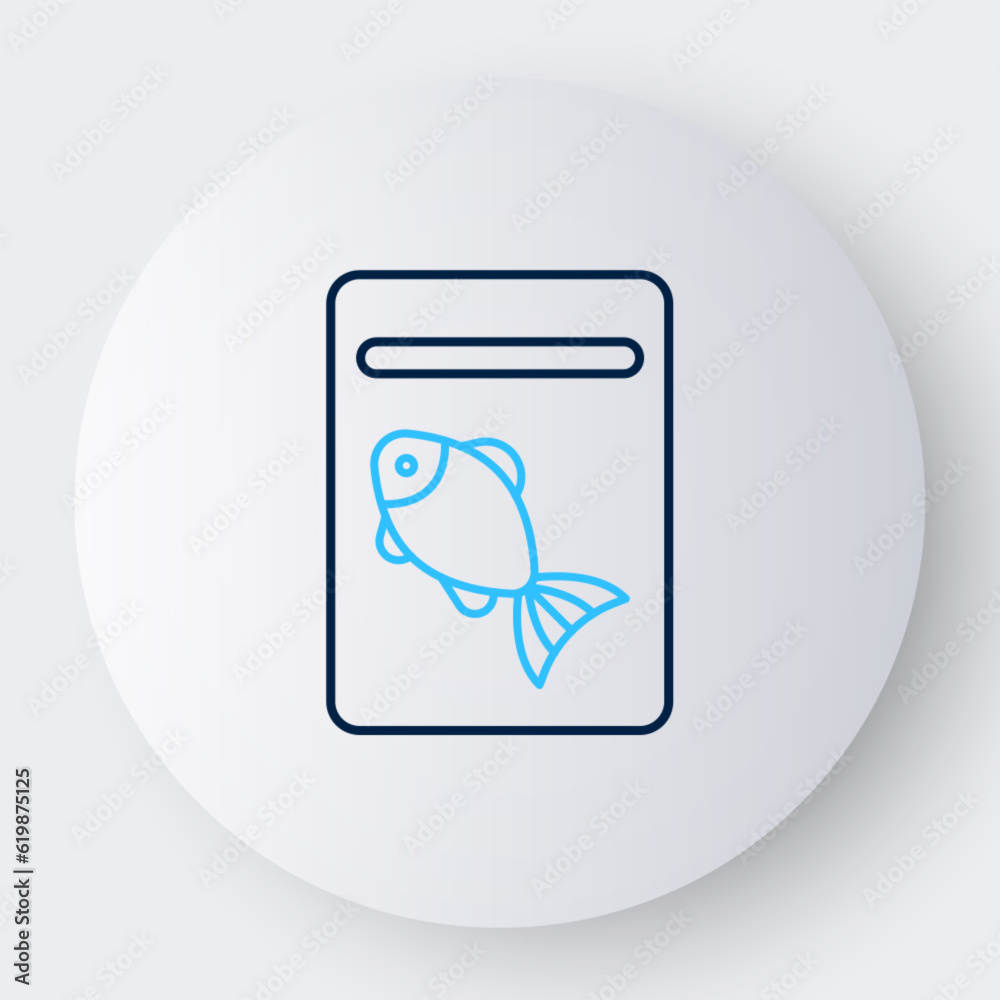 Sticker Line Served fish on plate icon isolated on white background. Colorful outline concept. Vector