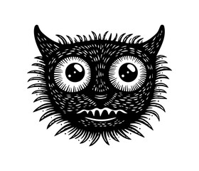 Cat Face Demonic Tattoo Logo Needles Spikes Carnival Show Toothy Funny Scary