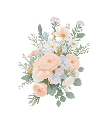 Botanical Blooms: Elegant Floral Illustration on Decorative Background, Artistic floral composition with lilac and pink peonies, perfect for invitations or cards.