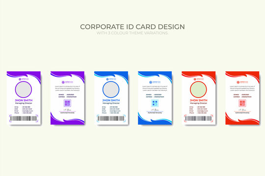 Modern corporate Business and simple office id card design with 3 color theme