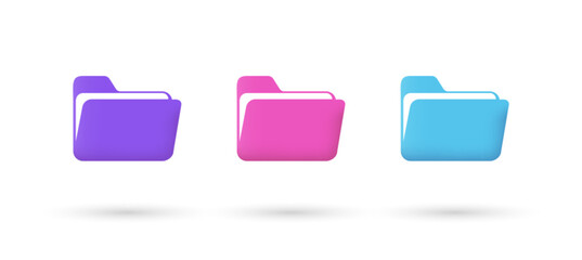 3d editable illustration folder icon purple, pink and blue, 3d, vector, suitable for web illustrations, hero pages, landing pages. 3d File icon. Document symbol.