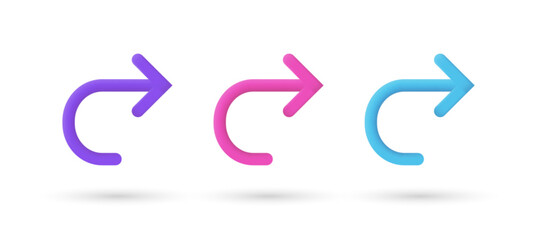 3d editable illustration right arrow purple, pink and blue, 3d, vector, suitable for web illustrations, hero pages, landing pages. Next, forward icon vector symbol