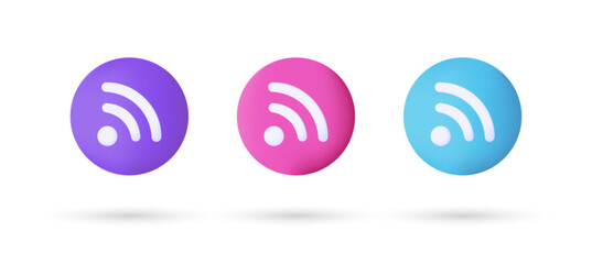 Internet web communication concept: 3D orange RSS symbol, icon or button isolated on white backgroundPrint