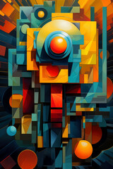 solar panel abstract,  cubism style