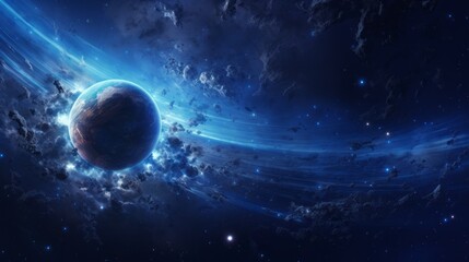 Obraz na płótnie Canvas blue planet in space - Generative AI