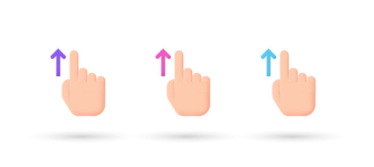 3d editable illustration touch screen gestures icon purple, pink and blue, 3d, vector, suitable for web illustrations, hero pages, landing pages.