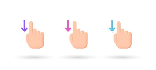 Fototapeta premium 3d editable illustration touch screen gestures icon purple, pink and blue, 3d, vector, suitable for web illustrations, hero pages, landing pages.