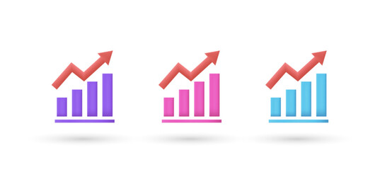 3d editable illustration graph chart purple, pink and blue, 3d, vector, suitable for web illustrations, hero pages, landing pages. growth icon symbol.