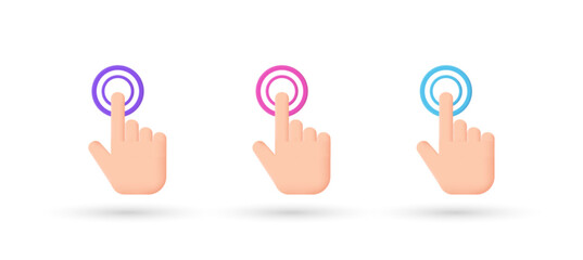 3d editable illustration hand click icon vector purple, pink and blue, 3d, vector, suitable for web illustrations, hero pages, landing pages. touch icon symbol.