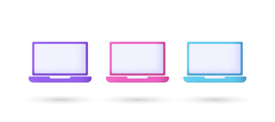 3d editable illustration laptop icon purple, pink and blue, 3d, vector, suitable for web illustrations, hero pages, landing pages..