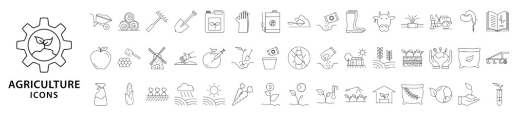 Agriculture icons.  Set icon about agriculture. Icon set. Vector illustration.
