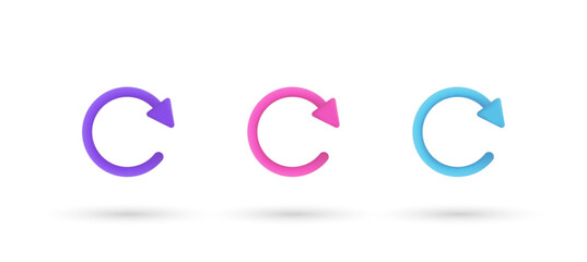 3d editable illustration reload icon vector purple, pink and blue, 3d, vector, suitable for web illustrations, hero pages, landing pages. Rotation icon symbol.