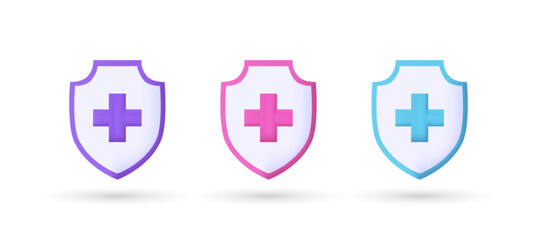 3d editable illustration shield protection icon vector purple, pink and blue, 3d, vector, suitable for web illustrations, hero pages, landing pages.