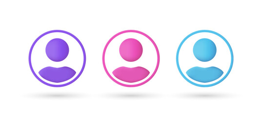 3d editable illustration user or people icon vector purple, pink and blue, 3d, vector, suitable for web illustrations, hero pages, landing pages.