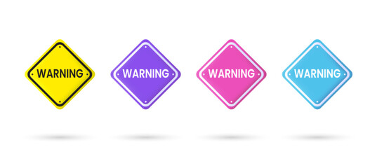 3d editable illustration warning sign purple, pink and blue, 3d, vector, suitable for web illustrations, hero pages, landing pages. warning, caution, attention icon sign symbol.