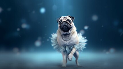 Obraz na płótnie Canvas Pug dog like ballet dancer.Generative AI