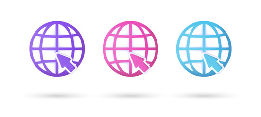 3d editable illustration WWW, world wide web vector, internet access icon purple, pink and blue, 3d, vector, suitable for web illustrations, hero pages, landing pages.