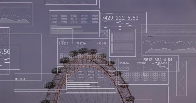 Animation of data processing over london cityscape