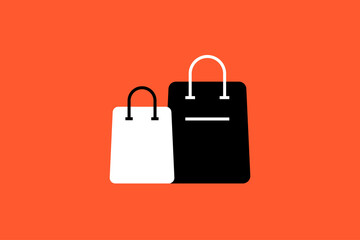 Vector shopping bags illustration in flat design style, geometric grocery shopping bags icon.